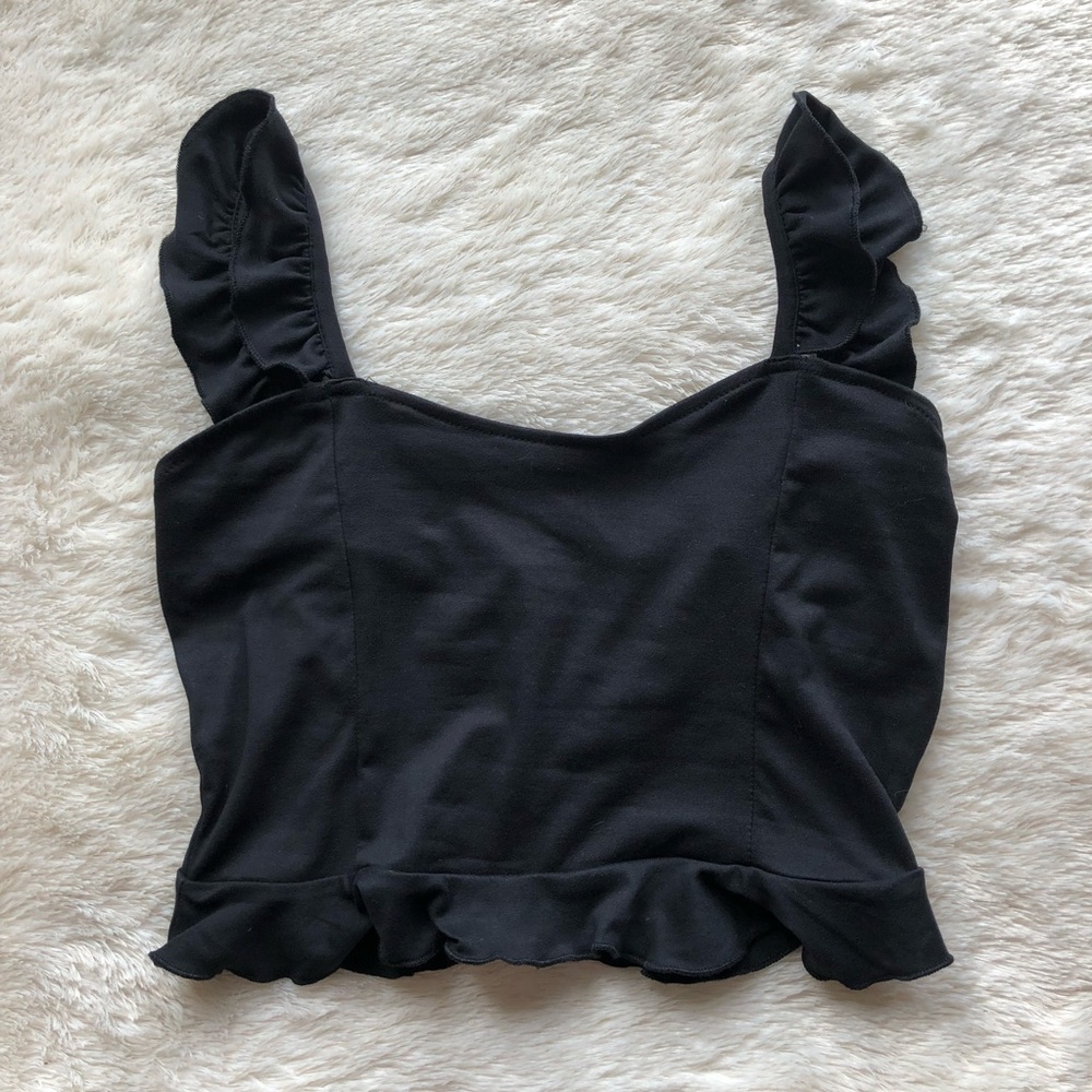 Black Ruffle Crop Top